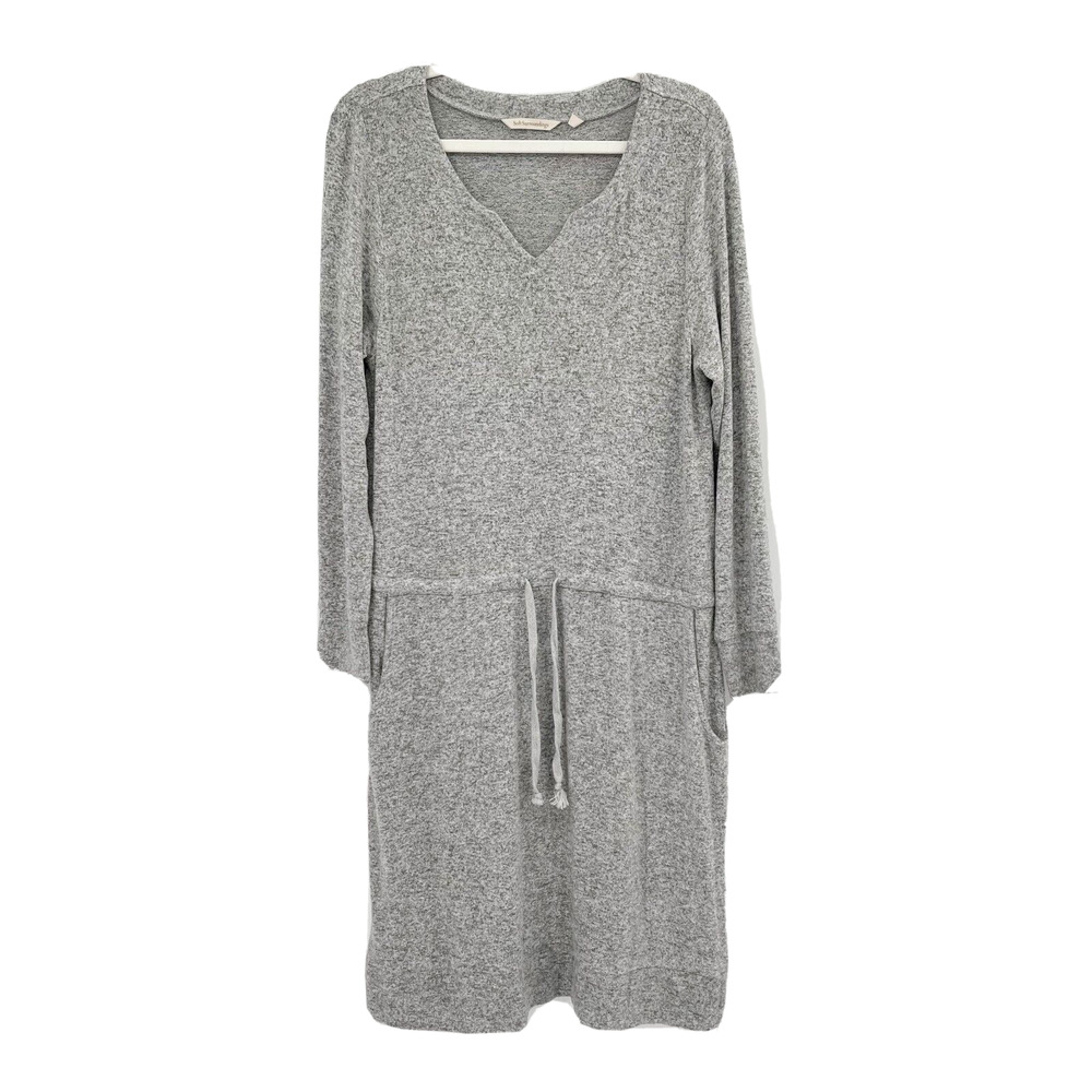 Soft Surroundings Easy Living Knit Sweater Dress Gray Size M Drawstring Waist